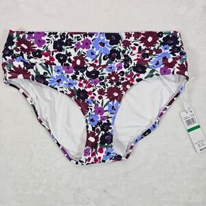 Anne Cole Bikini Bottom Womens High Waist Floral Print Swimwear Multicolor Large